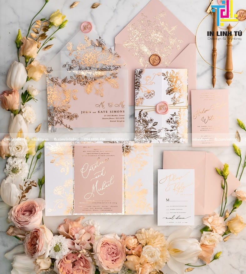 thiệp cưới gấp 3 đẹp